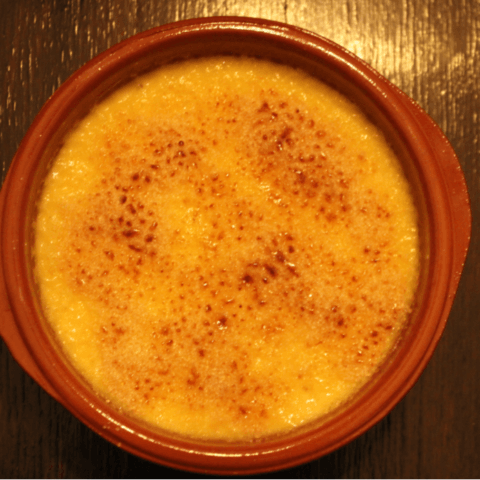 Homemade Creme Brulee in a small bowl