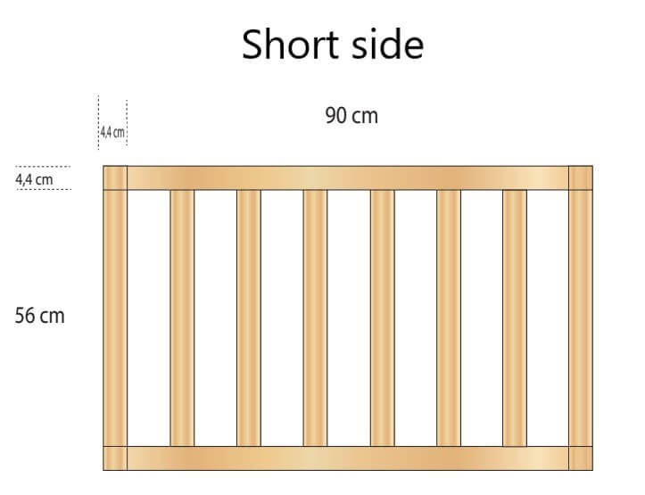 DIY Montessori bed technical drawing short side