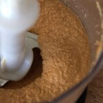 Peanut butter freshly made, still in the blender attachment.